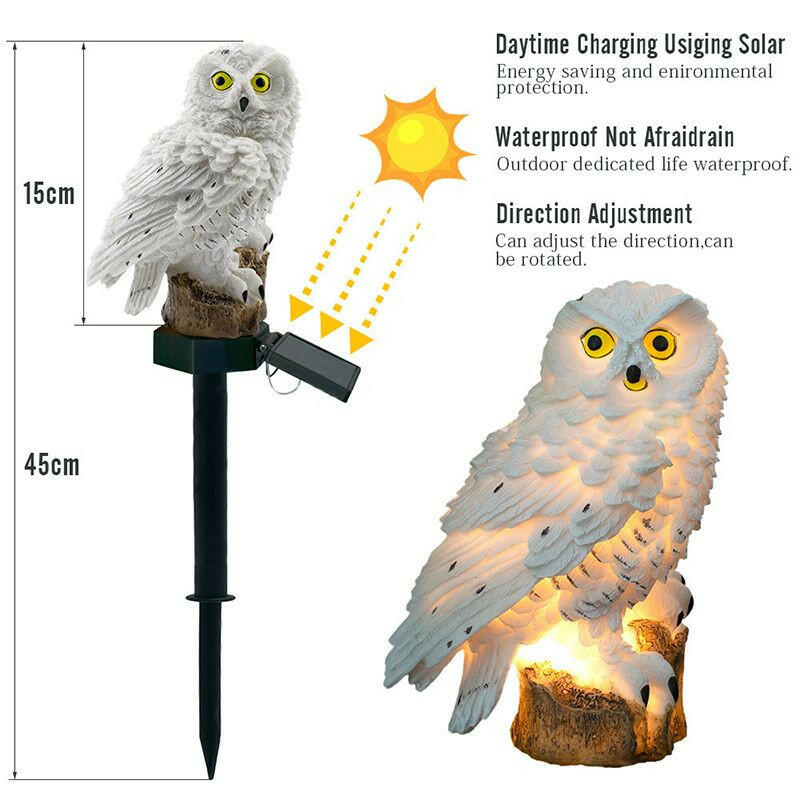 Solar Owl Garden Light Owl Solar Lamp Parrot Lawn Light Solar Lights Outdoor Solar Light Animal Pixie Lawn Lamp Waterproof Decor.