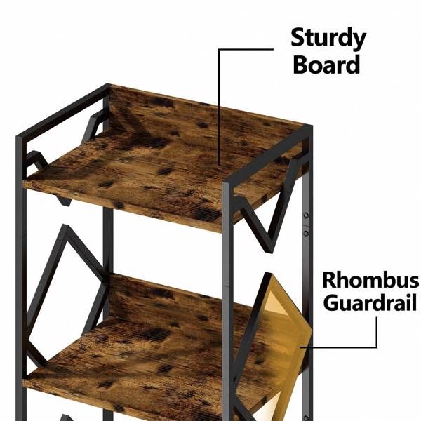 3 Tier Bookshelf For Small Space, Small Metal Bookshelf For Books, Organizers And Storage, Rustic Bookshelf, Table