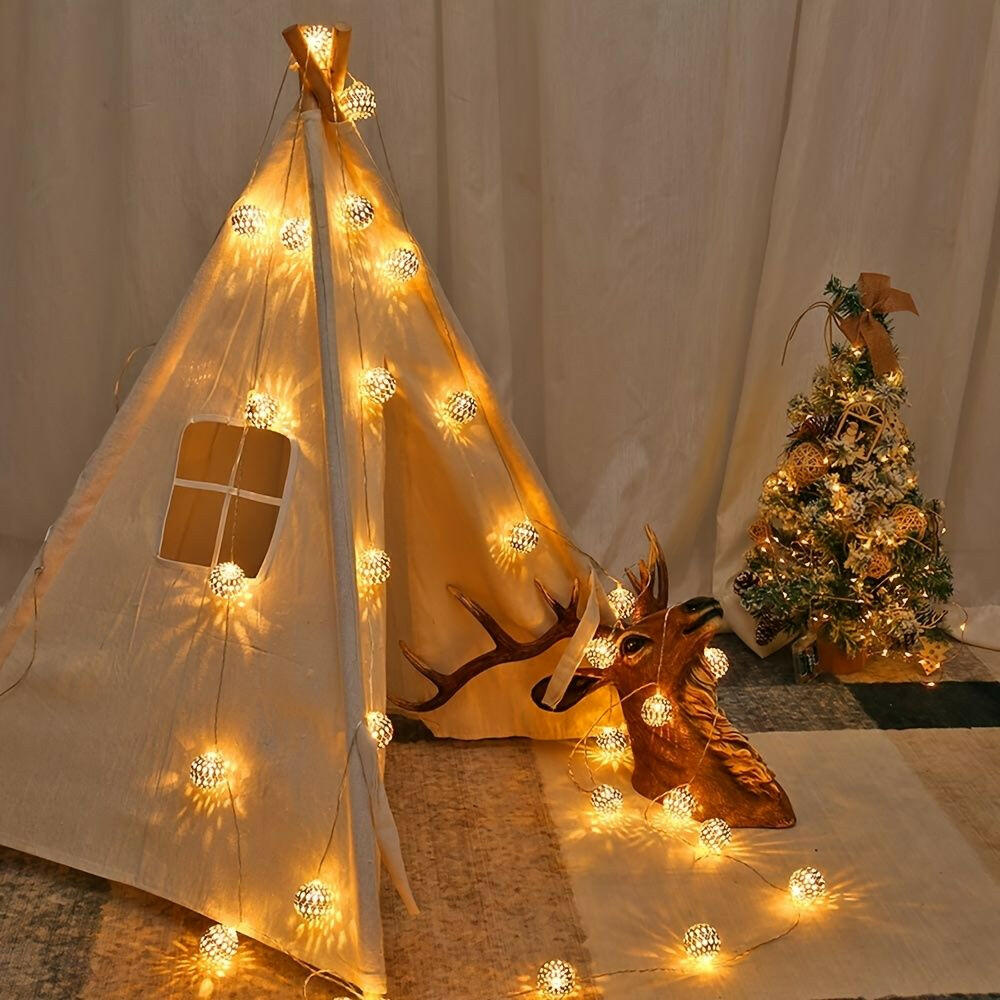 1pc; LED String Lights; Moroccan Hanging String Lights; Battery Operated Warm White Fairy Lights; For Indoor Decor; Home; Bedroom; Party; Wedding; Christmas Tree.