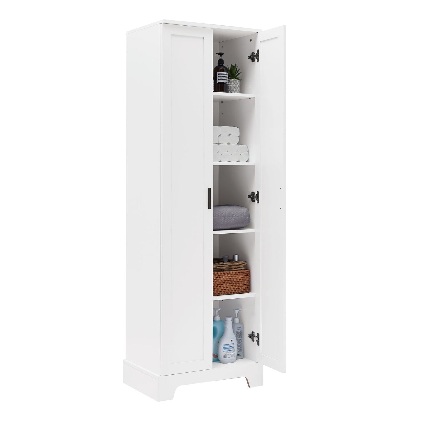 Two Door Storage Cabinet  for Bathroom, Office, Adjustable Shelf, White