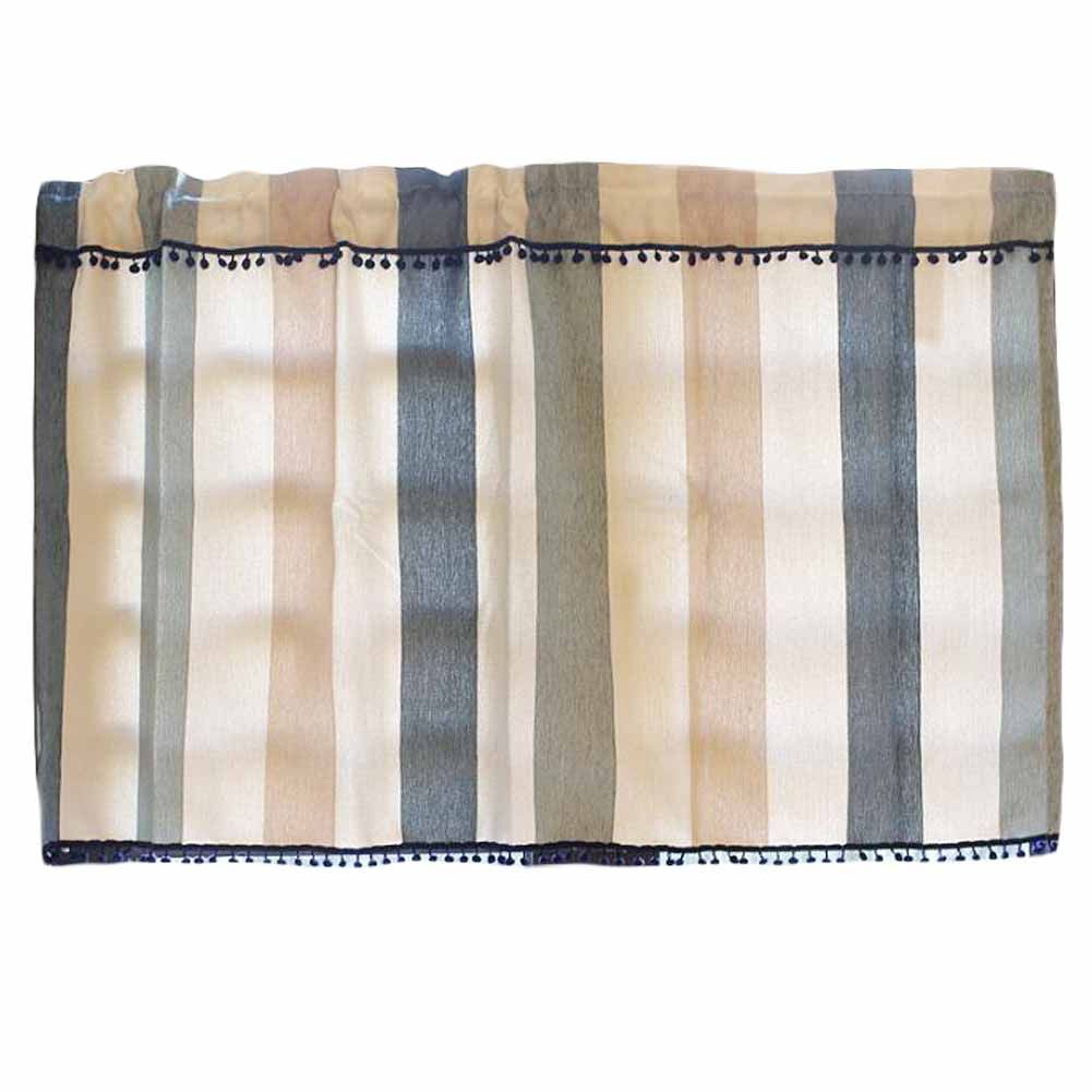 Blue Stripe Cafe Kitchen Curtains Half Window Curtain Decorative Door Curtain, 51x24 inch