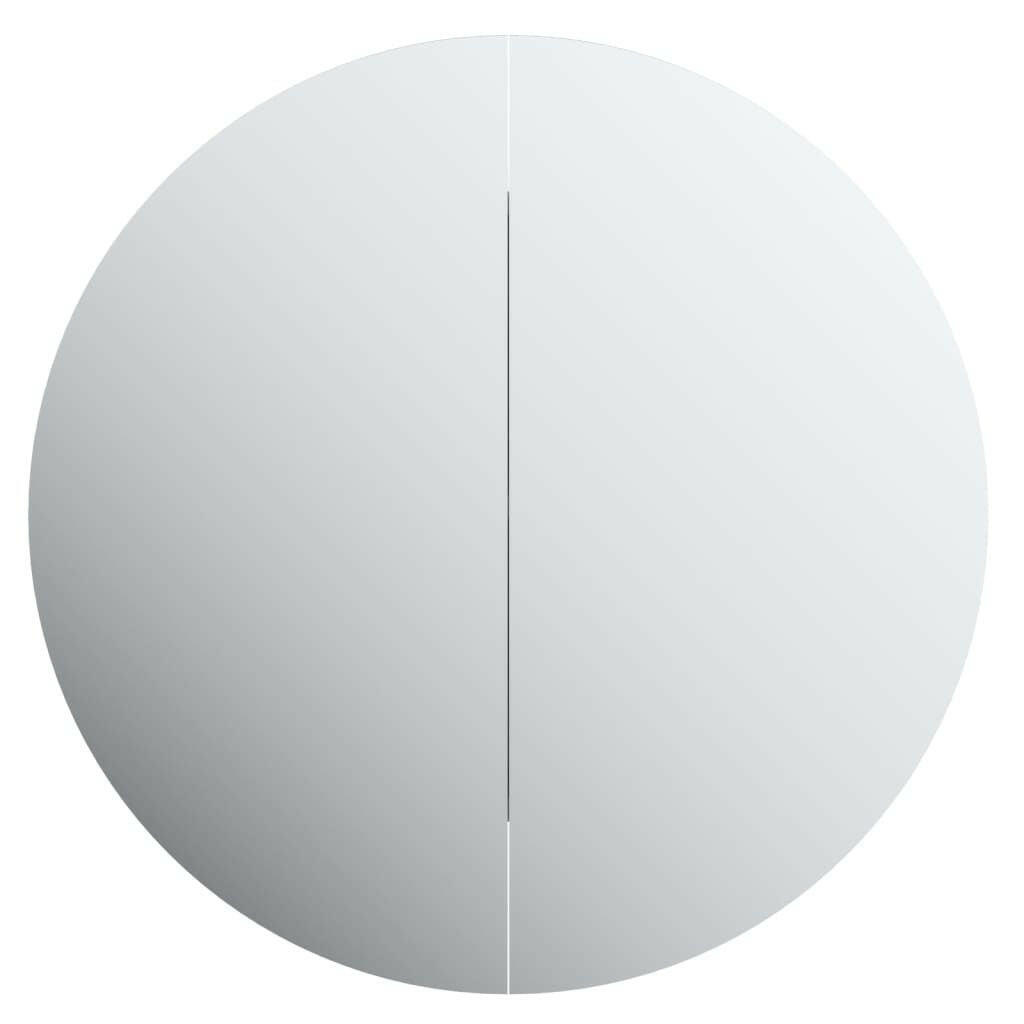 Bathroom Cabinet with Round Mirror&LED Gray 21.3"x21.3"x6.9".