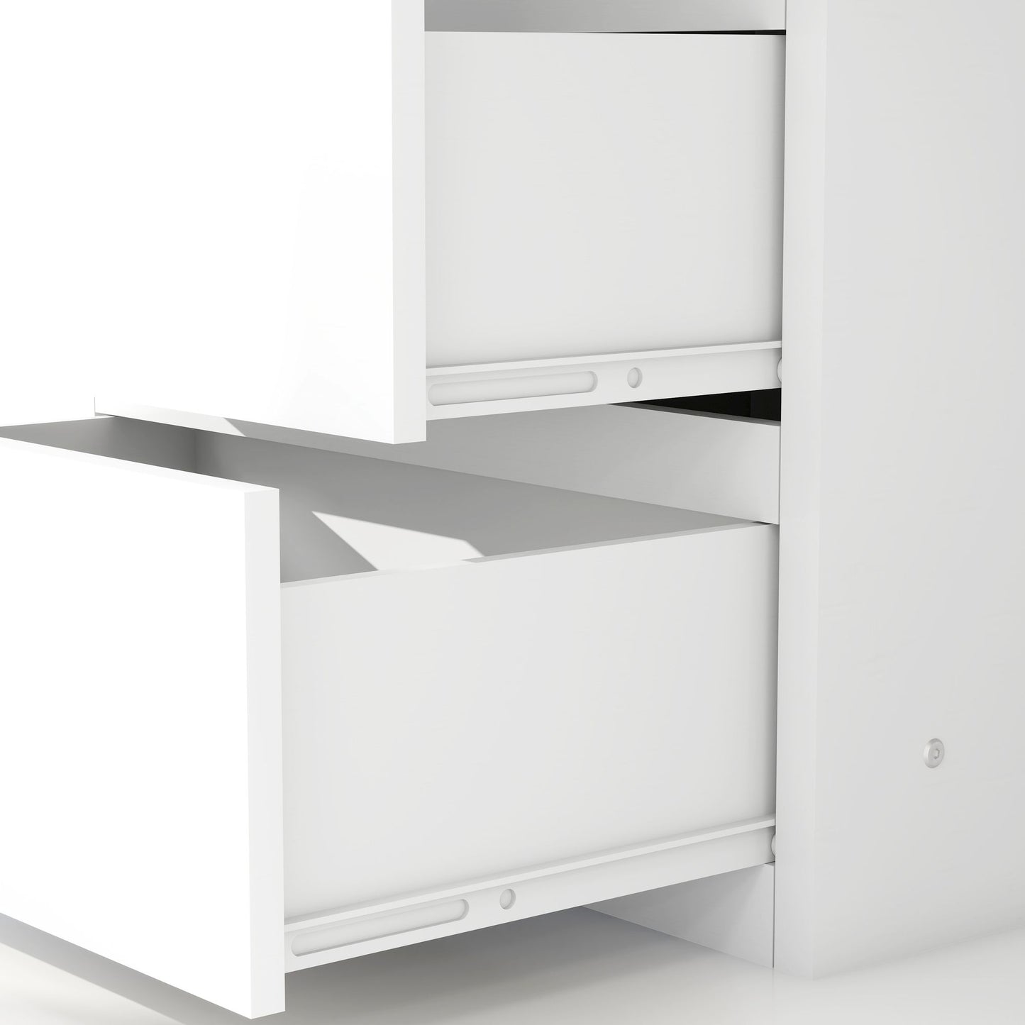 2 Door Wooden Storage Desk Wardrobe with Shelves and Drawers, White