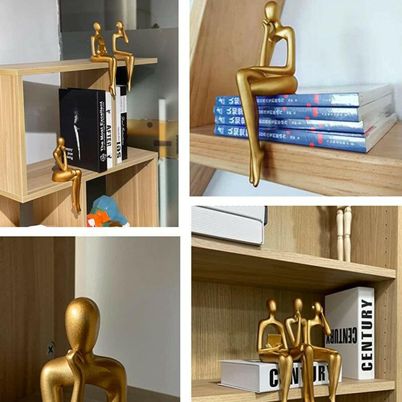 Nordic Abstract Figures Home Decoration Accessories Sculptures Living Room Study Decor Gold Humanoid Resin Embellishment Statues.