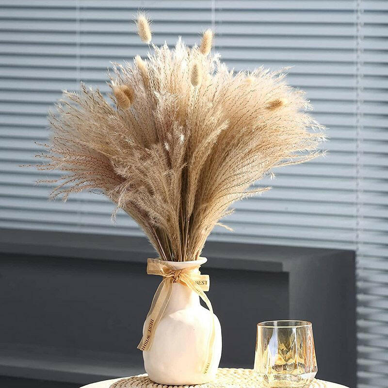 60/62/76/80/85/100pcs Boho Pampas Grass Bouquet Home Decor Floral Dried Flowers Wedding Arrangements Natural Reed Bunny Tails.