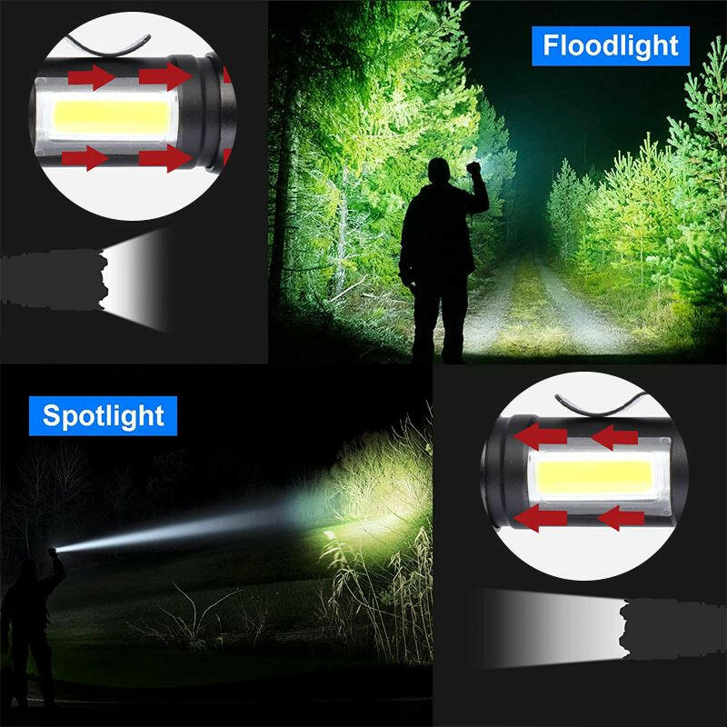 Mini Led Flashlight With Storage Box Portable Rechargeable Zoom Flashlight Waterproof Torch Lamp Lantern Camping Lights Outdoor.