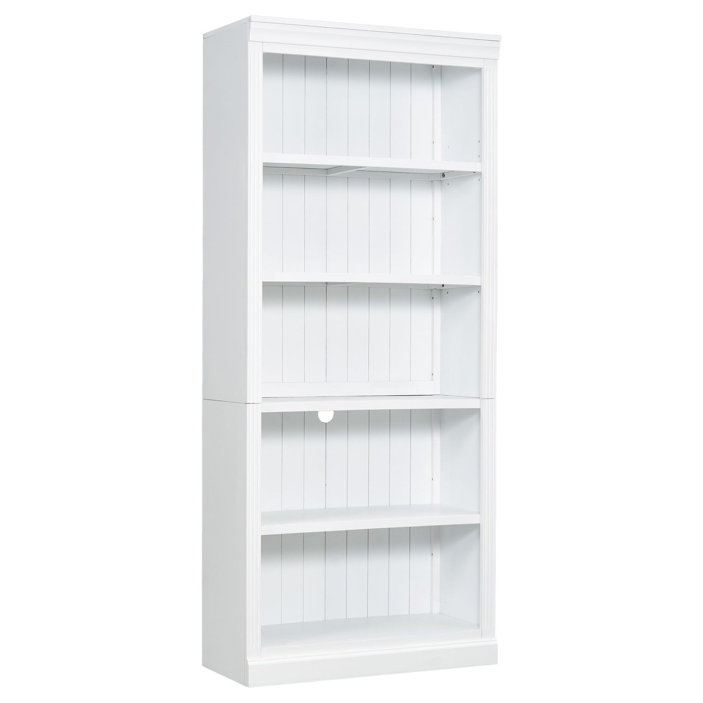 83" Tall Wood Bookcase Suite ,5-Tier Home Decor Bookshelves Suite with Adjustable Shelves,Storage Organizer for CDs/Books/Movies,Free Standing Storage Shelves Suite for Living Room,Office,White