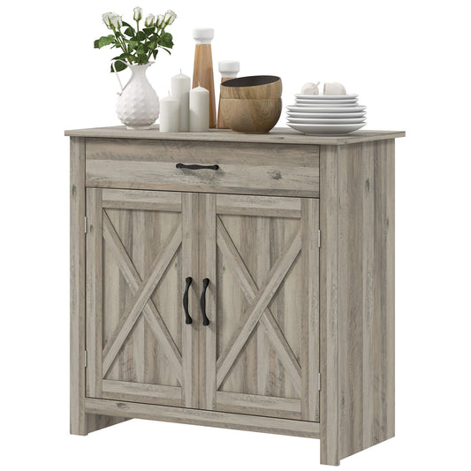 Farmhouse Sideboard Buffet Cabinet, with Drawer and Adjustable Shelf,  Gray Wash