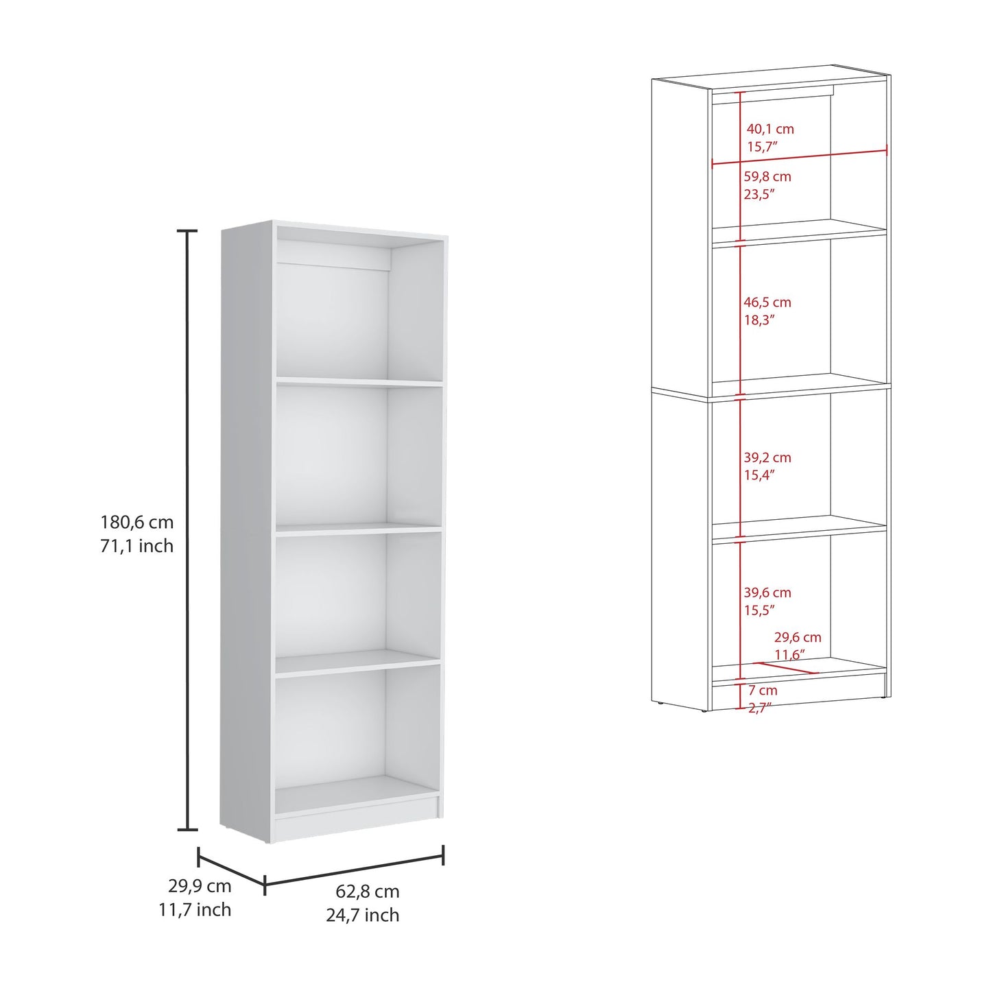 Lainor 3 Piece Home Bookcase set, 74" Wide with 13 Shelves , Living Room Set Set White