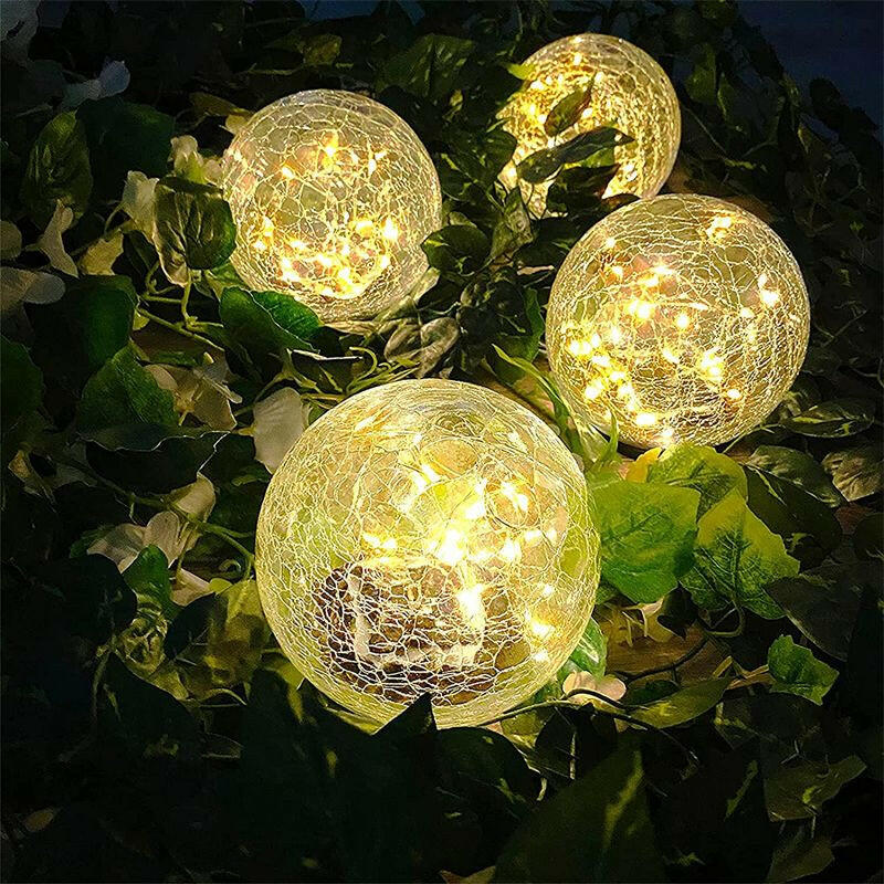 Solar Garden Light Cracked Glass Ball Lamps Outdoor Solar Courtyard Lights Waterproof Solar Lamp Balcony Yard Villa Street Decor.