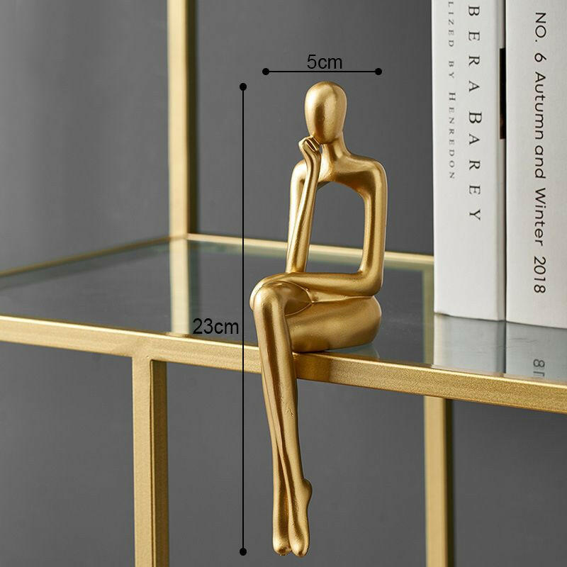 Nordic Abstract Figures Home Decoration Accessories Sculptures Living Room Study Decor Gold Humanoid Resin Embellishment Statues