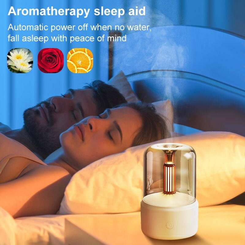 120ML Candlelight Aroma Diffuser Air Humidifier Romantic Light Portable Essential Oils Diffuser Mist Maker Fogger Purifier Home.