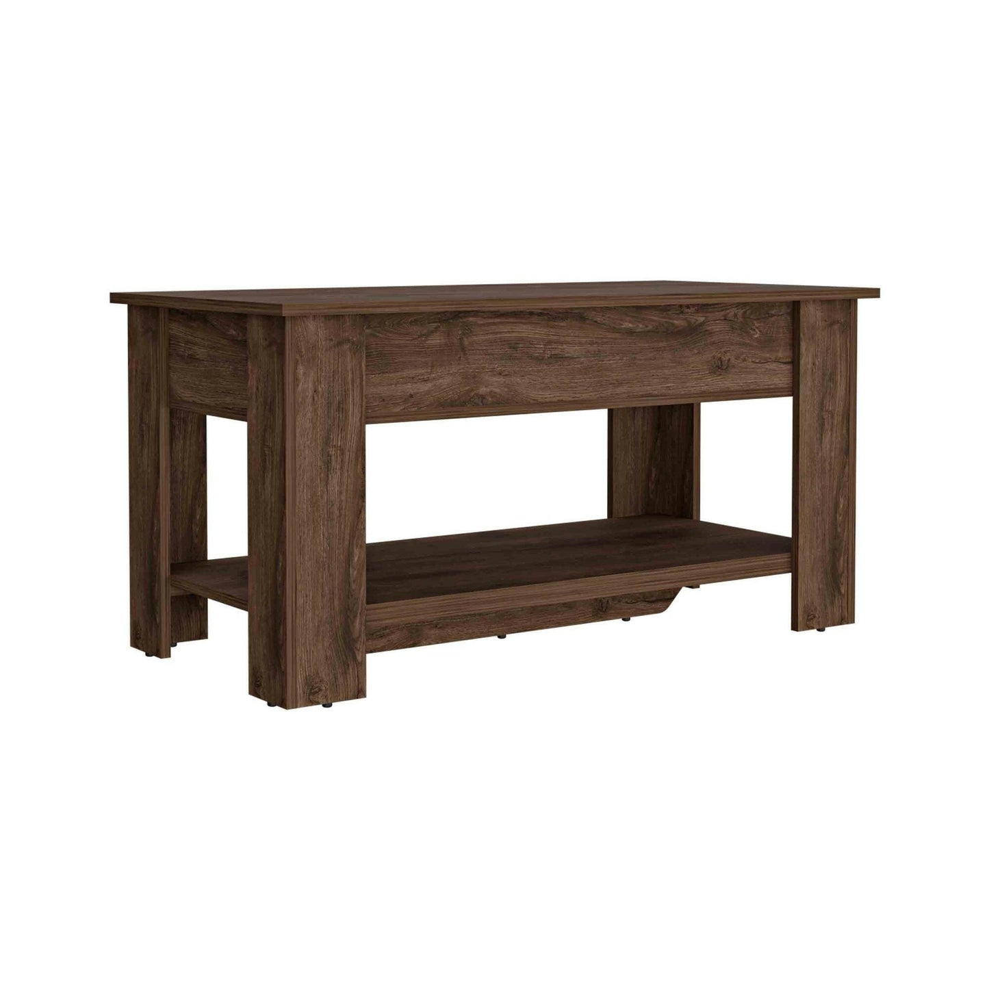 DEPOT E-SHOP Saturn Storage Table, Four Legs, Lower Shelf, Dark Brown.