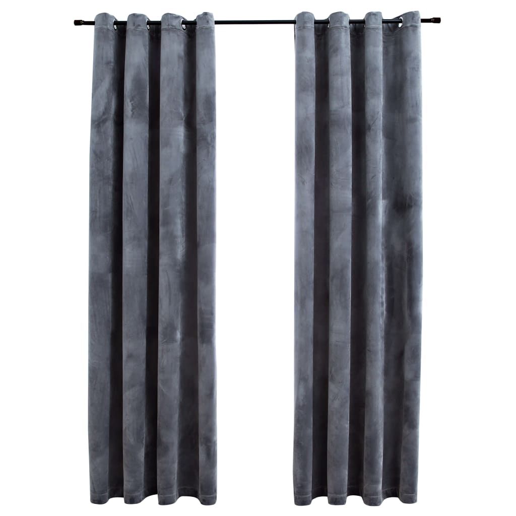 Blackout Curtains with Rings 2 pcs Anthracite 54"x63" Velvet