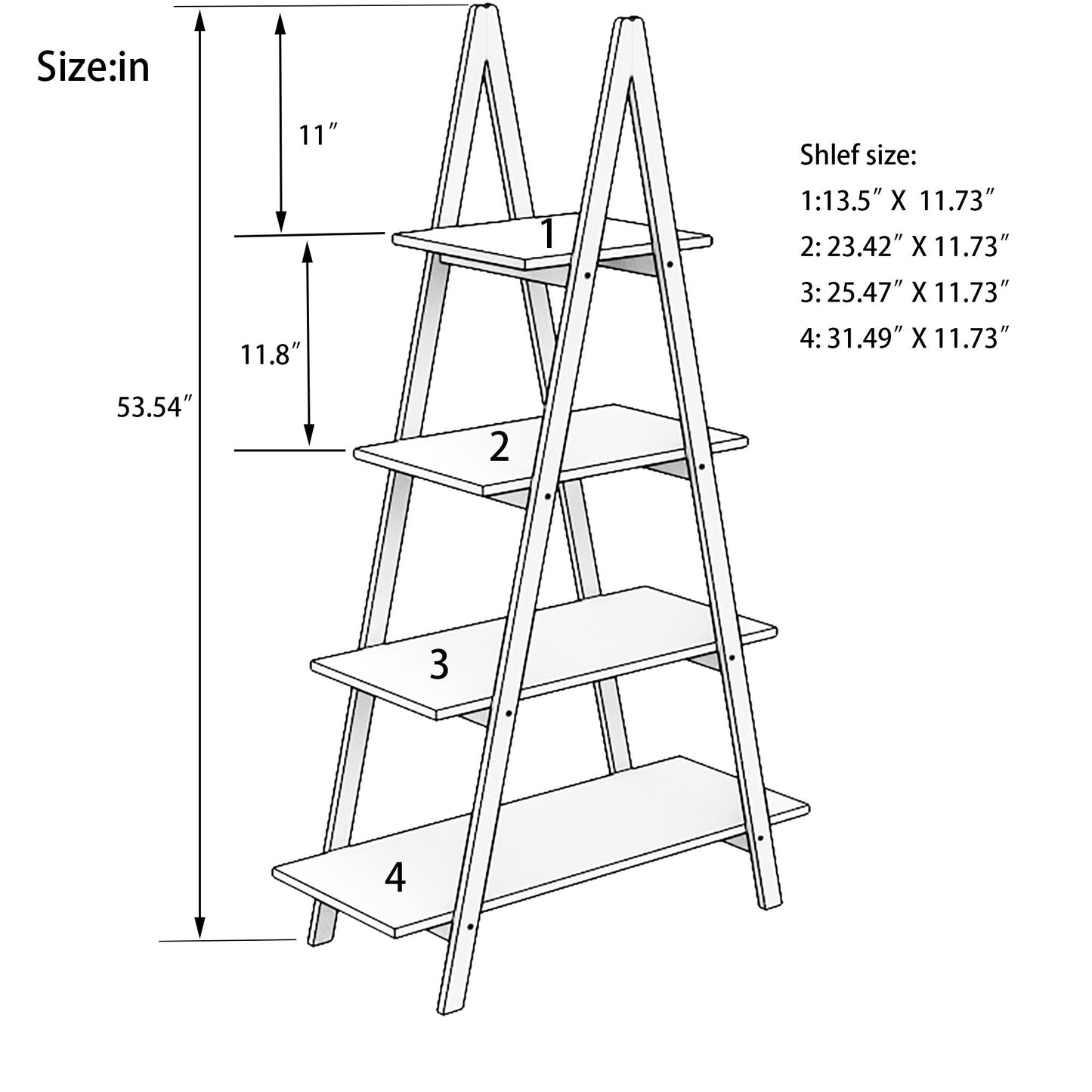 Solid bamboo wood oxford "A" frame ladder display bookshelf