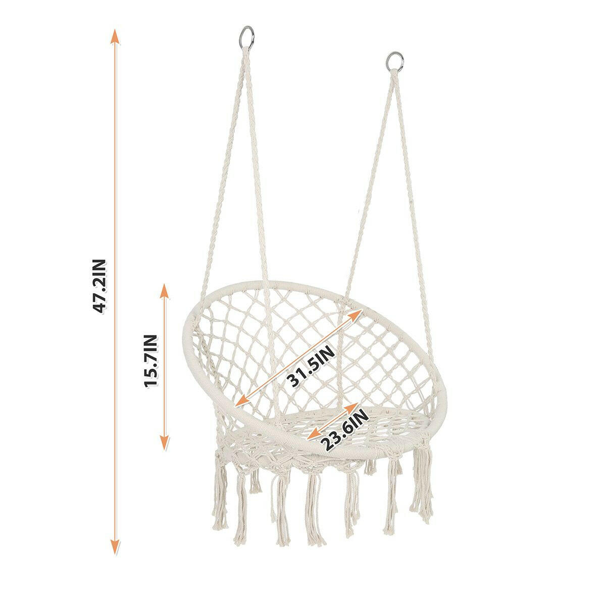 Hammock Chair Macrame Swing Max 330 Lbs Hanging Cotton Rope Hammock Swing Chair for Indoor and Outdoor.