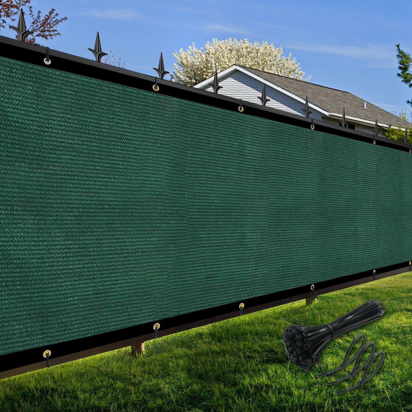 Artpuch Privacy Fence Screen Dark Green Customized Outdoor Mesh Panels for Backyard, Balcony,Patio,Construction Site with Zip Ties.