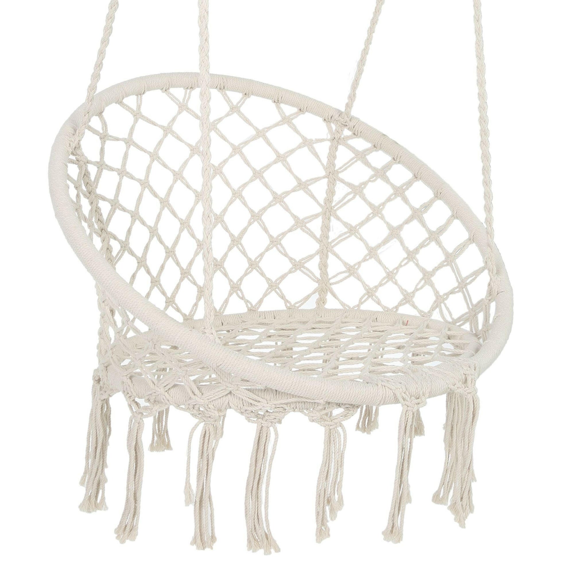 Hammock Chair Macrame Swing Max 330 Lbs Hanging Cotton Rope Hammock Swing Chair for Indoor and Outdoor.