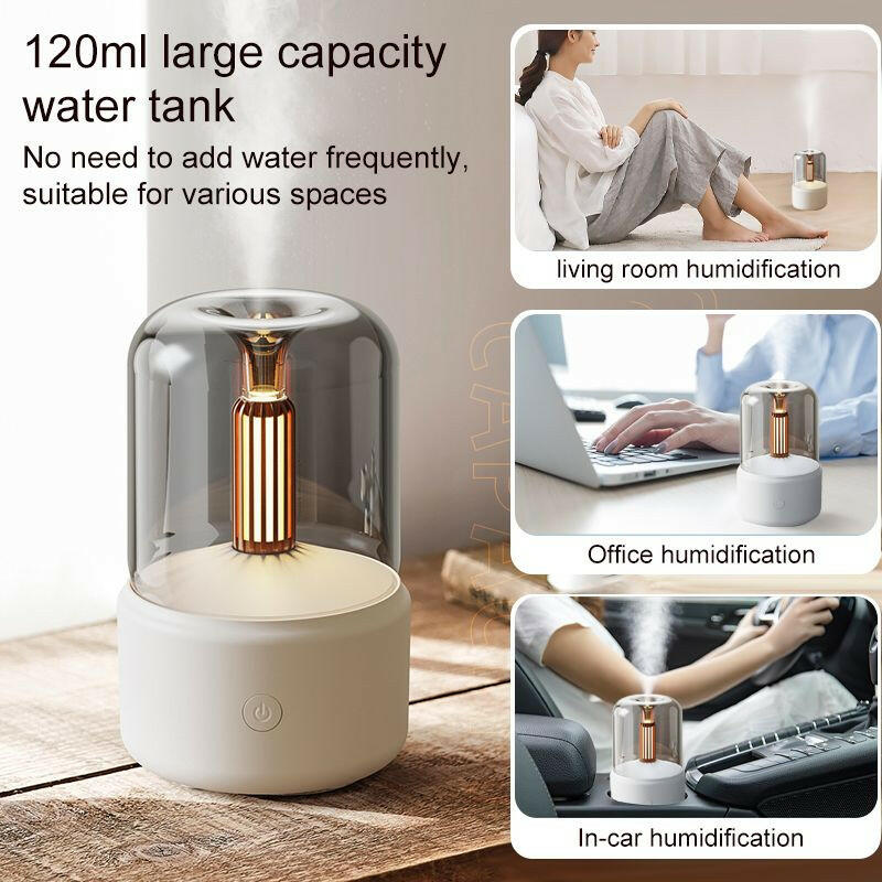 120ML Candlelight Aroma Diffuser Air Humidifier Romantic Light Portable Essential Oils Diffuser Mist Maker Fogger Purifier Home.