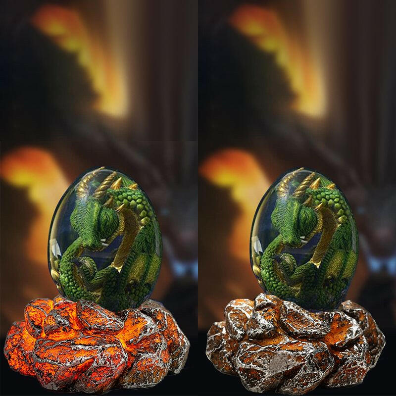 1 Set Lava Dragon Egg Crystal Transparent Resin Statue Luminous Dinosaur Eggs Souvenir Resin Craft Ornamental Home Decor Gifts