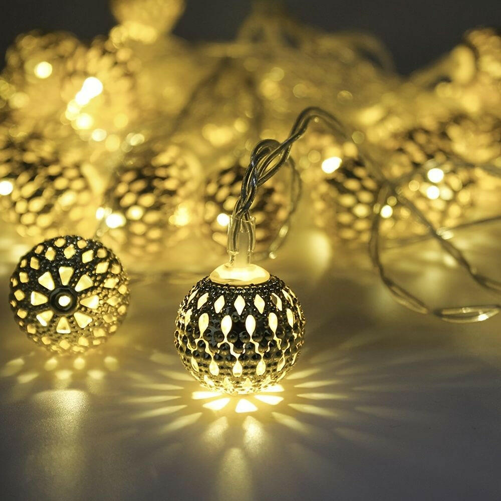 1pc; LED String Lights; Moroccan Hanging String Lights; Battery Operated Warm White Fairy Lights; For Indoor Decor; Home; Bedroom; Party; Wedding; Christmas Tree.