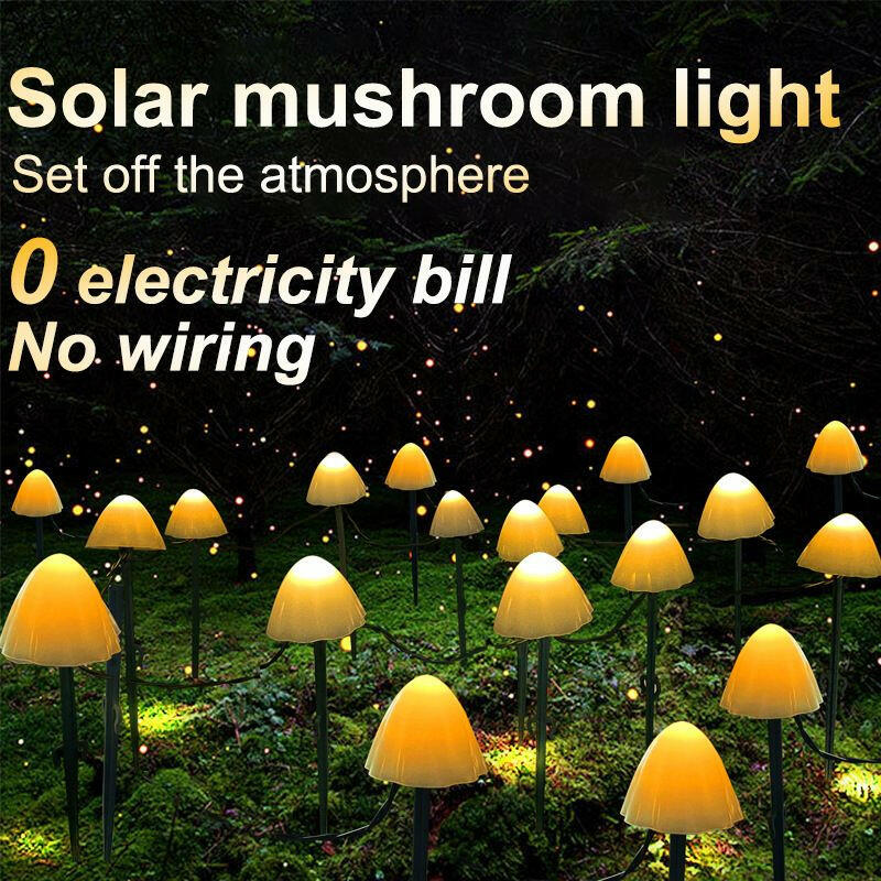 LED Solar Lights Outdoor Garden Waterproof Mushroom String Lawn Lamps Cute Fairy Light Landscape Lamp Path Yard Lawn Patio Decor.