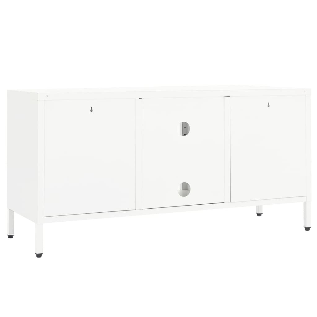 TV Stand White 41.3"x13.8"x20.5" Steel and Glass