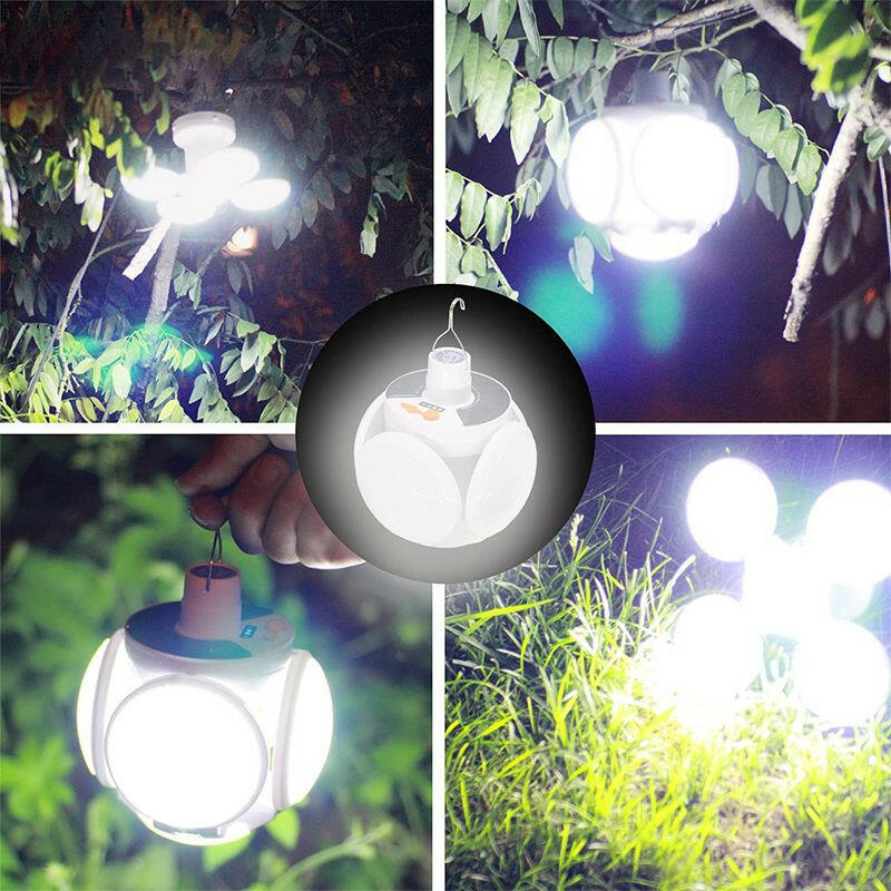 Solar Outdoor Light Folding LED Soccer Light Bulb Portable Emergency Lamp USB Rechargeable Search Lights Waterproof Camping Lamp.