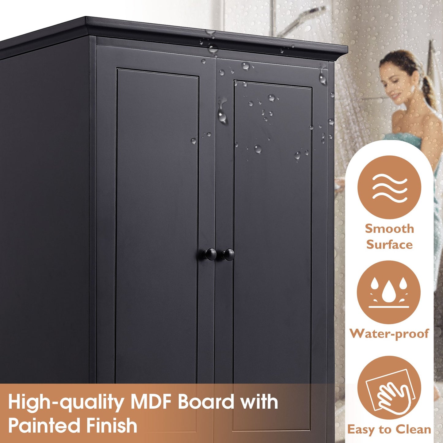 Storage Cabinet with 2 Doors and 4 Drawers for Bathroom, Office, Adjustable Shelf, MDF Board with Painted Finish