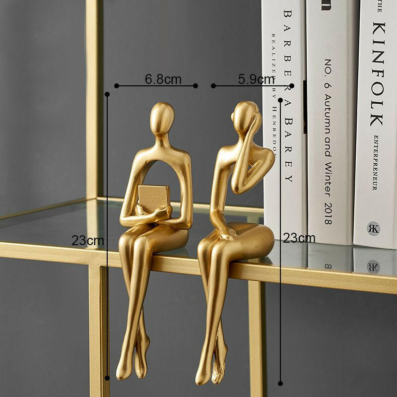 Nordic Abstract Figures Home Decoration Accessories Sculptures Living Room Study Decor Gold Humanoid Resin Embellishment Statues