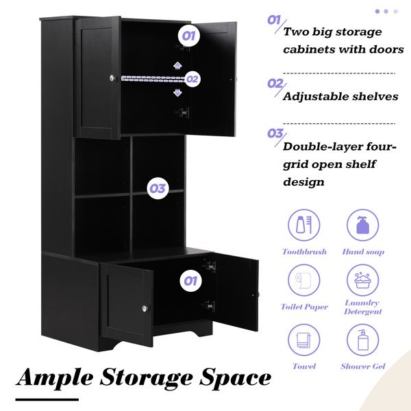 Tall and Wide Bathroom Freestanding Cabinet and storage