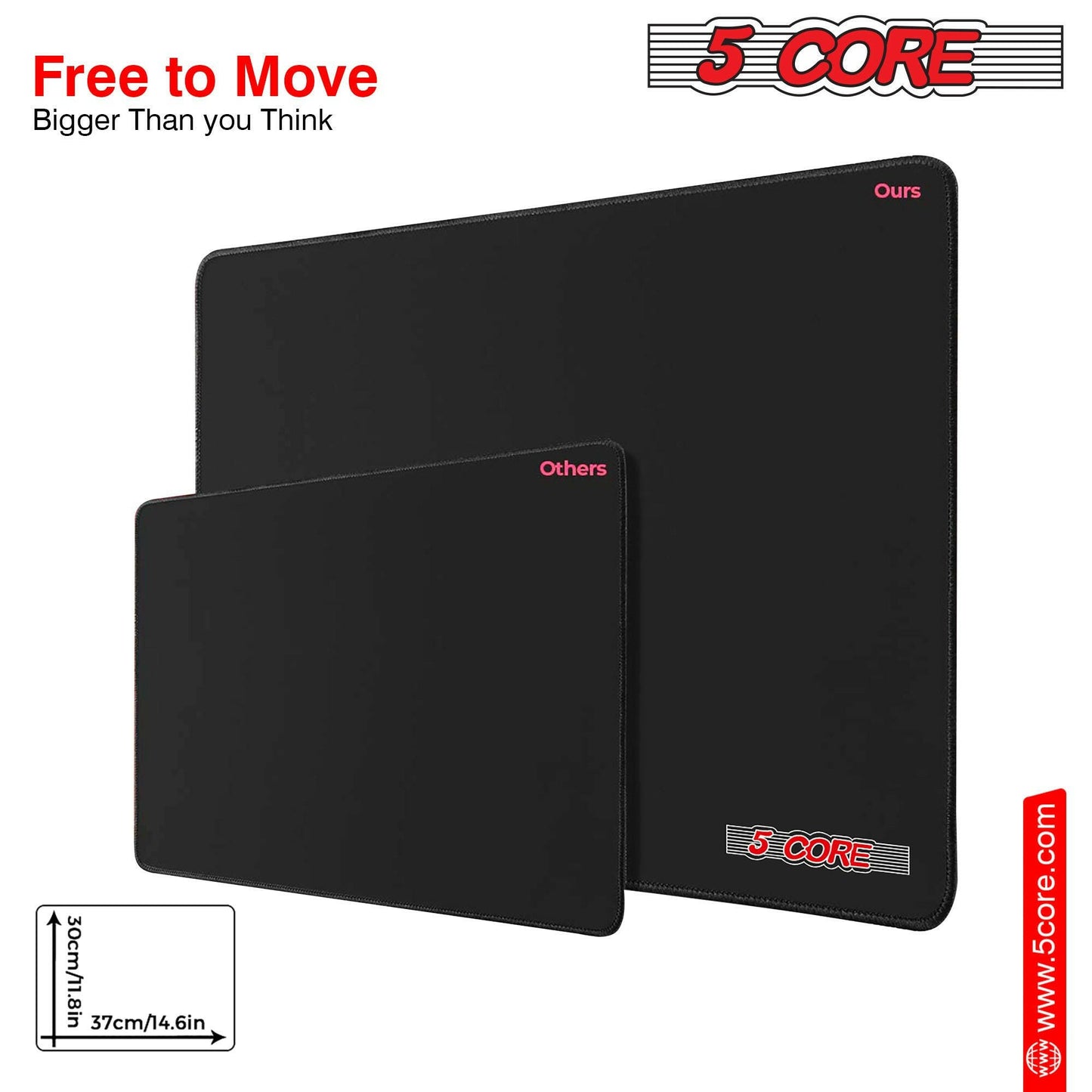 5 Core Gaming Mouse Pad |2-Pack| Standard Size with Durable Stitched Edges and Non-Slip Rubber Base Large Laptop PC Computer Notebook, High-Performance and Optimized Anti Slip MP 3X3 2PCS.