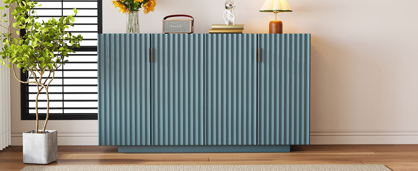 TREXM 4 Doors Storage Sideboard with Adjustable Shelves and Retro Copper Handles for Home, ANTIQUE BLUE