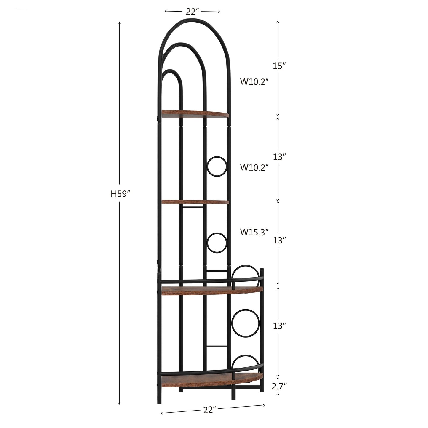 4-Tier Corner Bookshelf, Modern Style, Plant Stand with Metal Frame