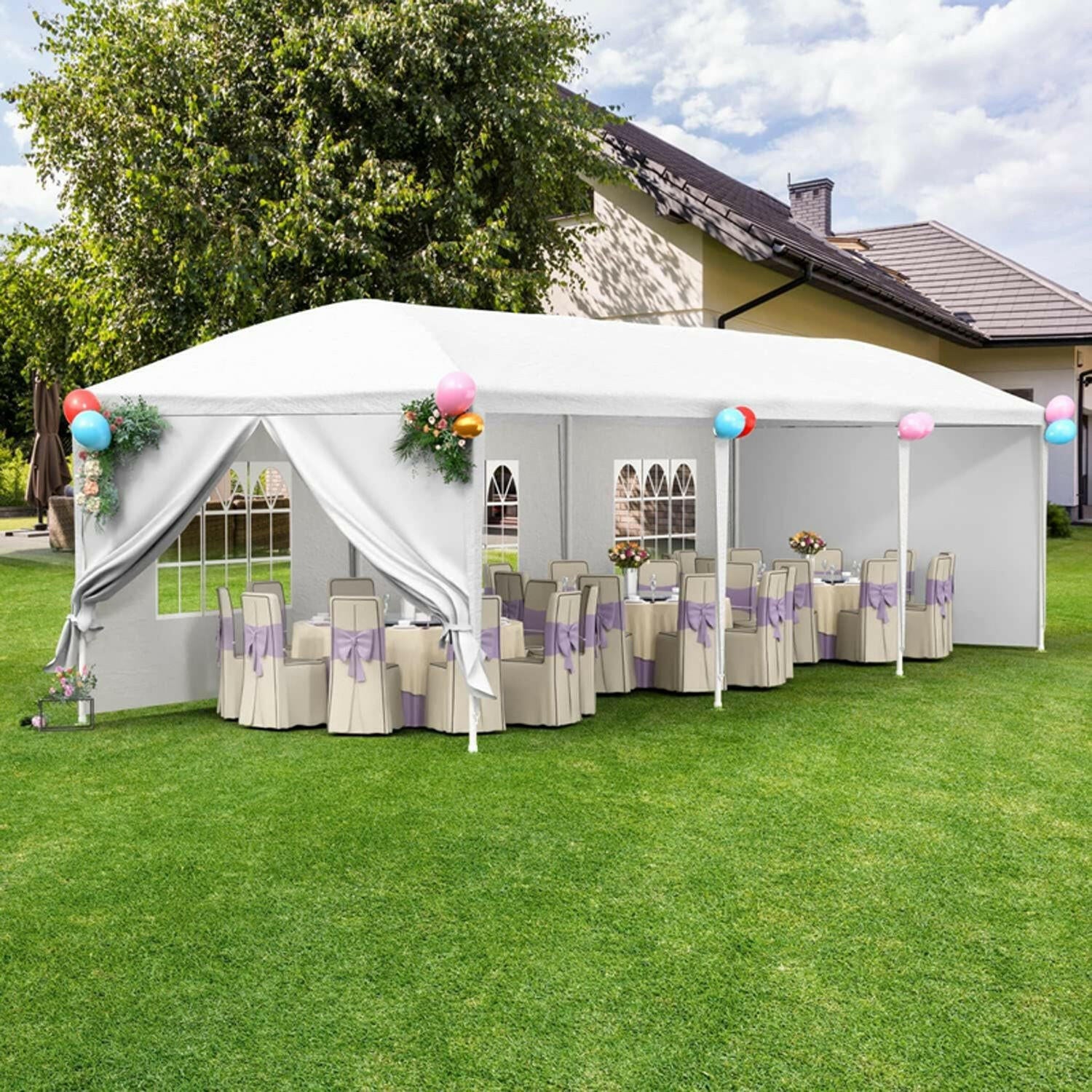 10x30' Outdoor Garden Gazebo Wedding Party Tent Canopy Marquee with 5 Removable Sidewalls.