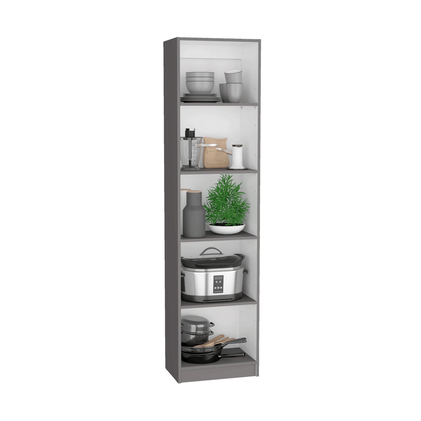 Luetz 3 Piece Home Bookcase set, 67" Wide with 15 Shelves ,Gray - White