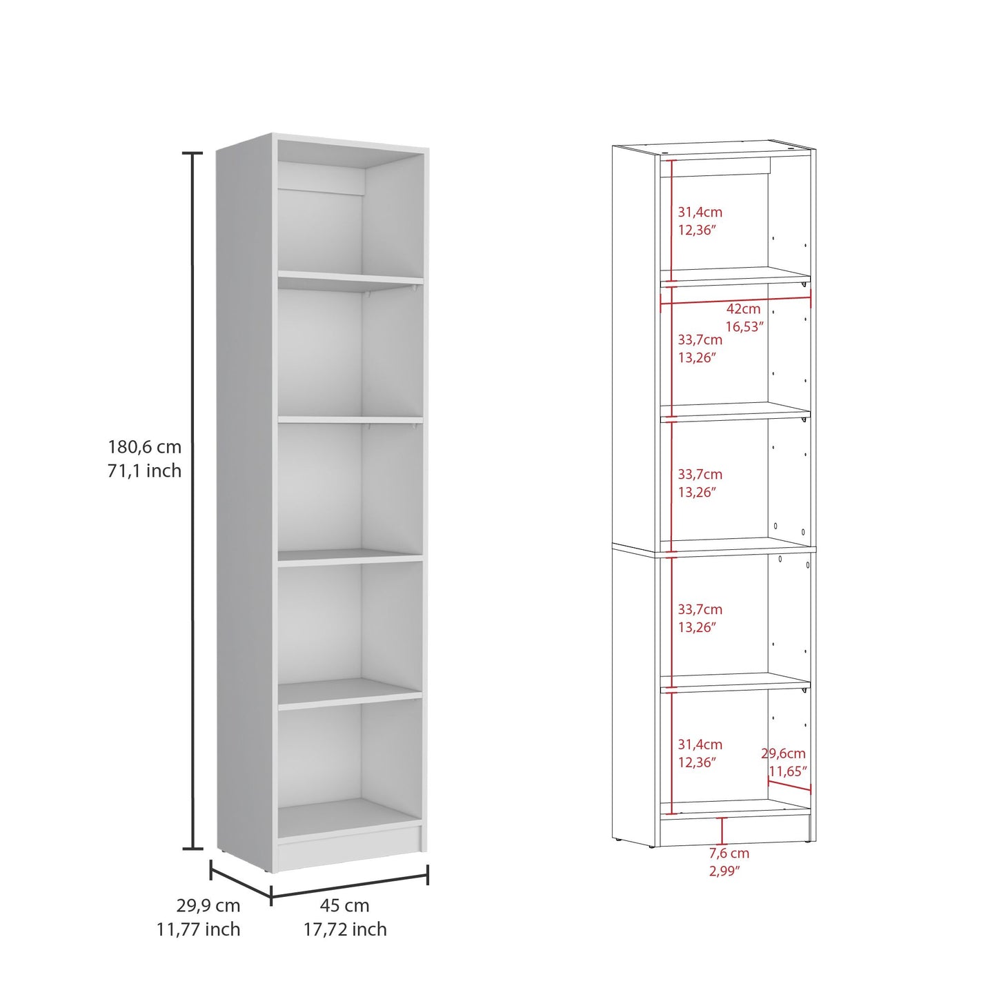 Dupree 4 Piece Home Bookcase set, 91" Wide with 17 Shelves And a Double-Door Cabinet , Living Room Set White