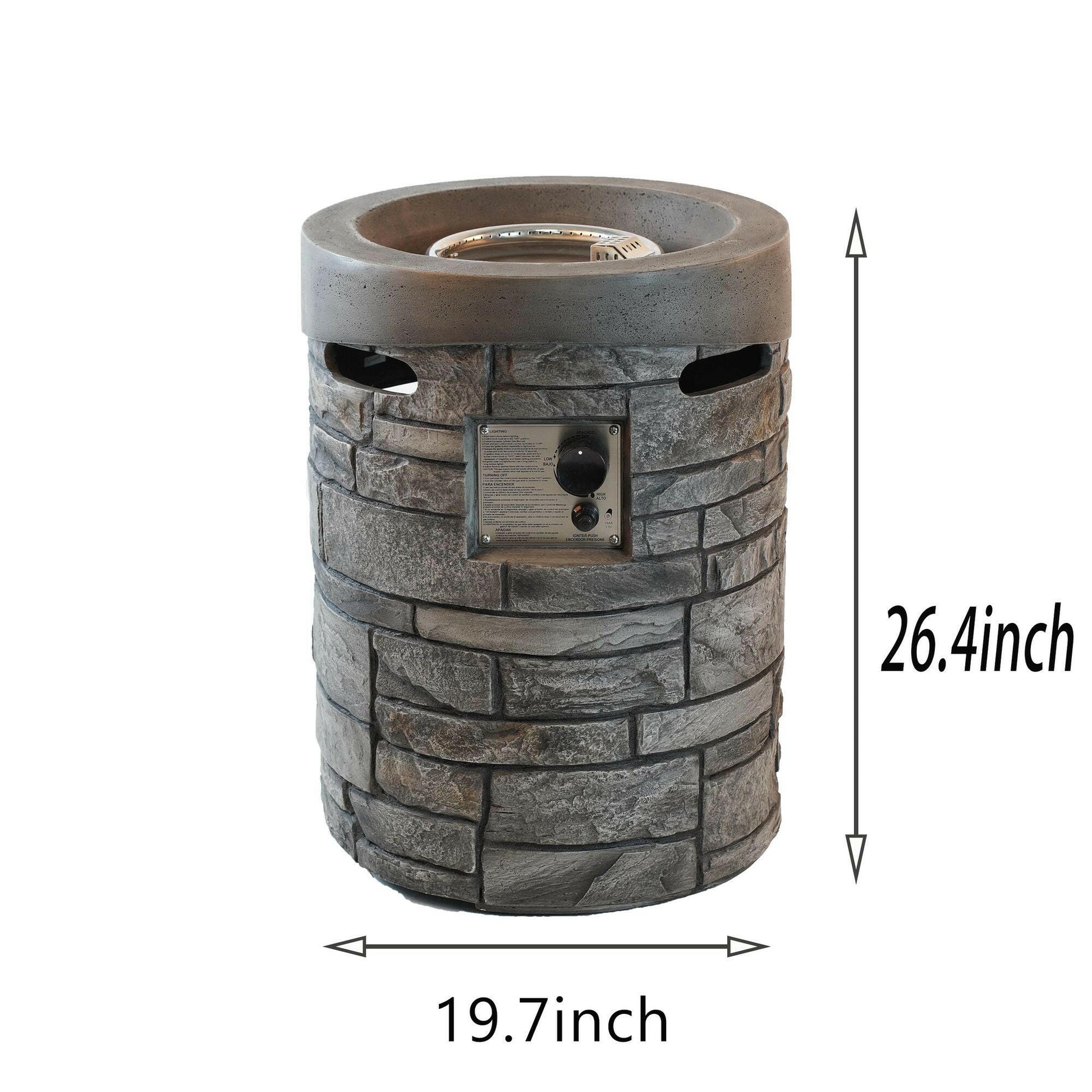 32000 BTU, CSA Certification Diameter 20 Inch Round Outdoor Gas Fire Pit,Contain 2.5kg Lava Stone And Rainproof Cover,Magnesium Oxide Cultured Stone Surface Finished,, More Suitable for Outdoor Garden.