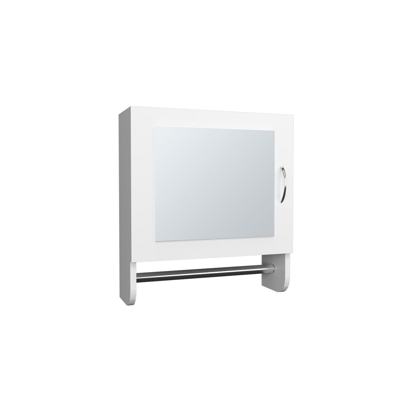 BOTIQ 19.7" H x 17.7" W Mirror Medicine Cabinet with Towel Rack White, One door with Two interior Shelves for Bathroom, Kitchen White