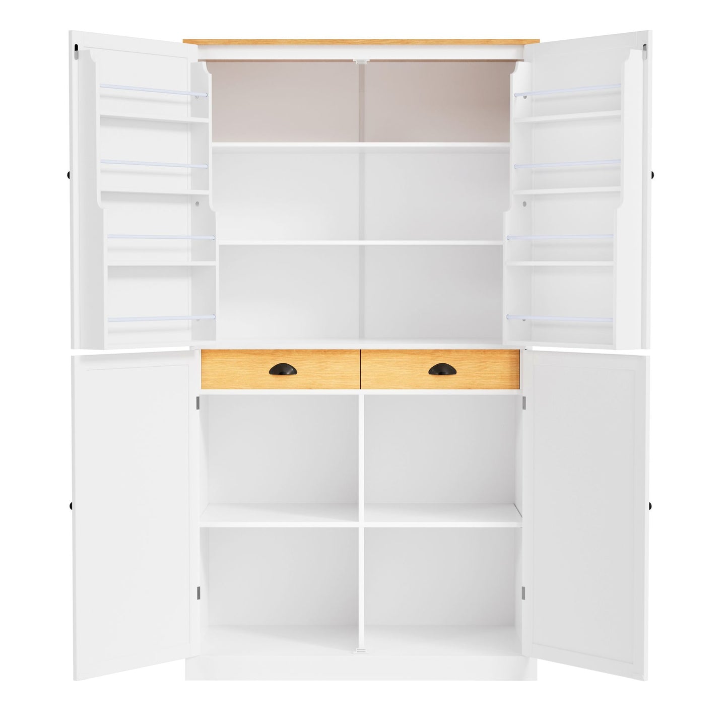 TOPMAX 40.2x20x71.3inch High Freestanding Kitchen Pantry Large Storage Cabinet with 2 Drawers, 8 Door Shelves for Kitchen, Dining Room,White