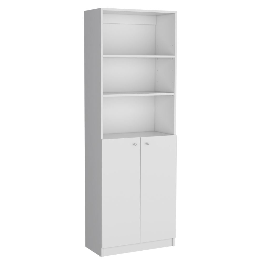 Dupree 4 Piece Home Bookcase set, 91" Wide with 17 Shelves And a Double-Door Cabinet , Living Room Set White