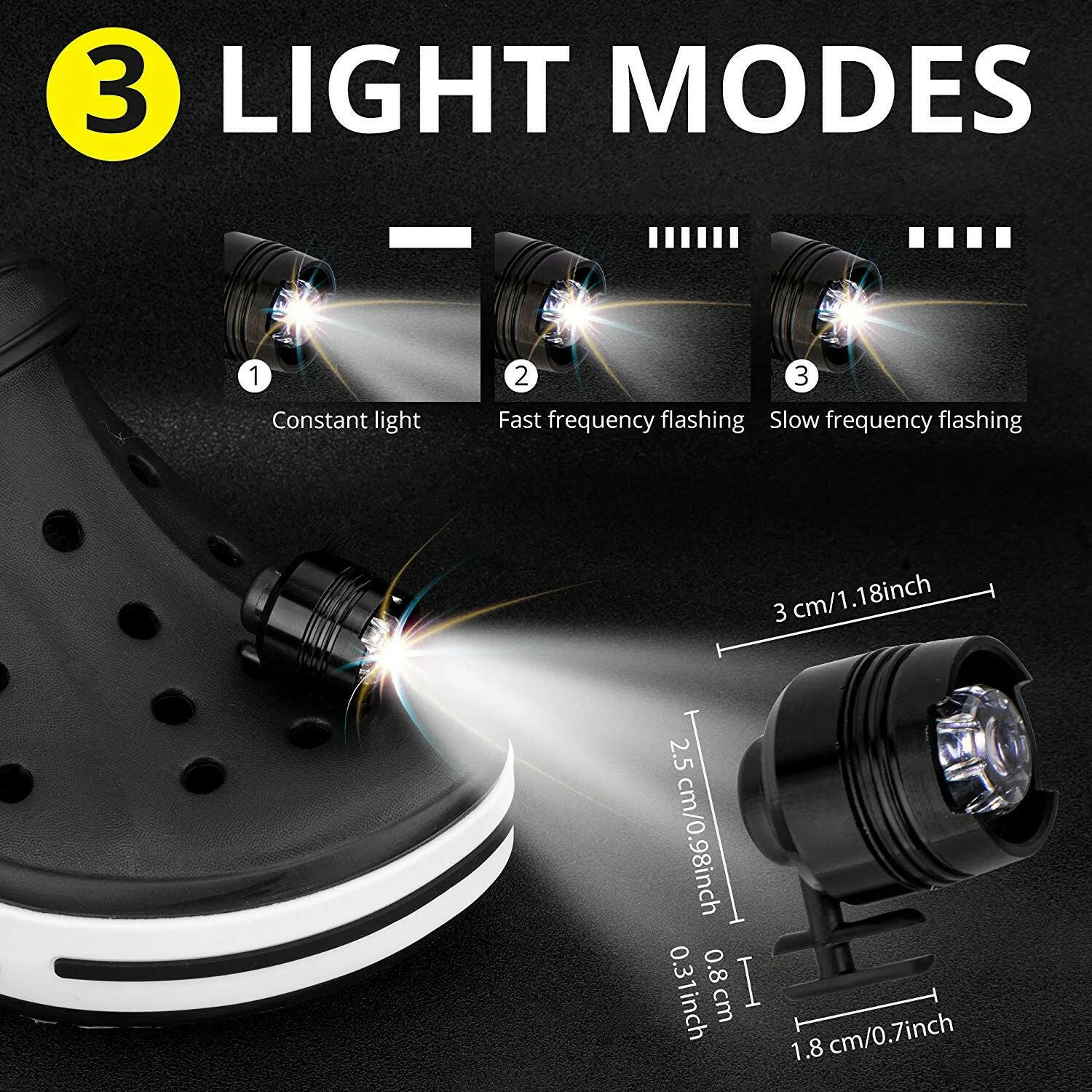 Headlights for Shoes;  2Pcs LED Light for Clogs IPX5 Waterproof Shoes Lights Charms for Dog Walking;  Handy Camping;  lasting 72 hours glow;  Suitable for Adults Kids.