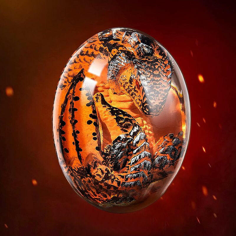 1 Set Lava Dragon Egg Crystal Transparent Resin Statue Luminous Dinosaur Eggs Souvenir Resin Craft Ornamental Home Decor Gifts.