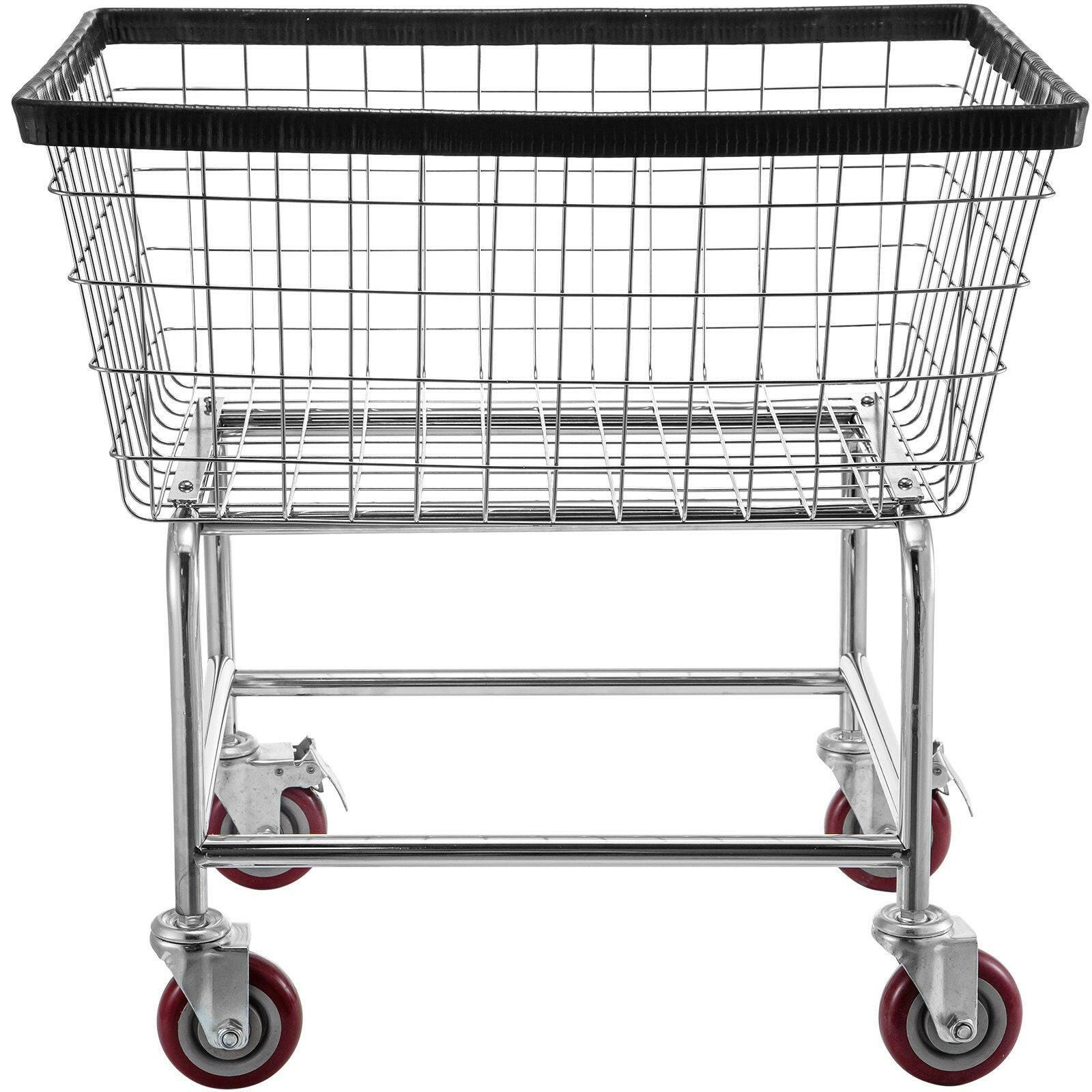 VEVOR Wire Laundry Cart, 2.5 Bushel Wire Laundry Basket with Wheels, 21''x27''x27.5'' Commercial Wire Laundry Basket Cart, Steel Frame with Chrome Finish, 4inch Casters, Wire Basket Cart For Laundry.