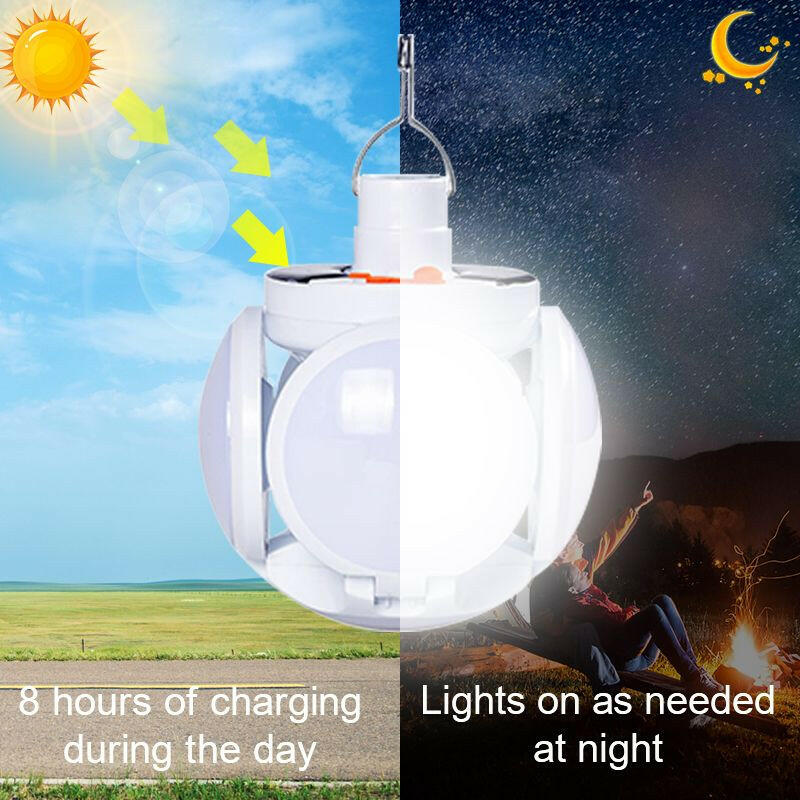 Solar Outdoor Light Folding LED Soccer Light Bulb Portable Emergency Lamp USB Rechargeable Search Lights Waterproof Camping Lamp.