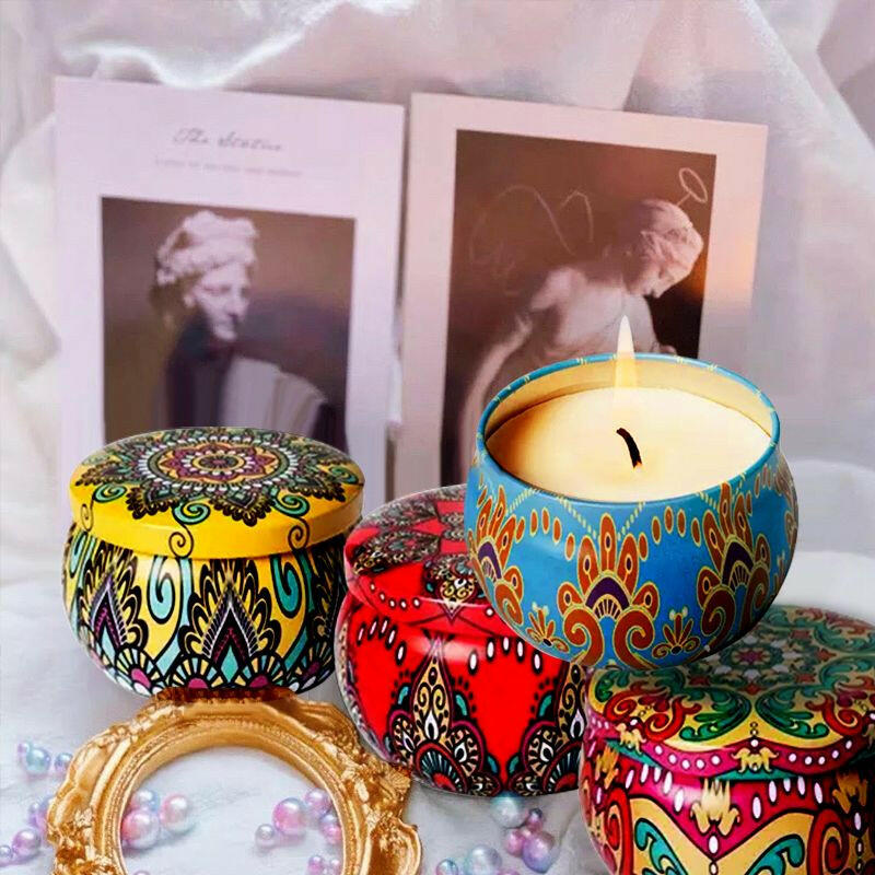 Chrstmas Gifts Vintage Scented Candles Set Flower Jar Candle Fragrance Soy Wax Natural Candle With Tin Can Wedding Birthday Home.