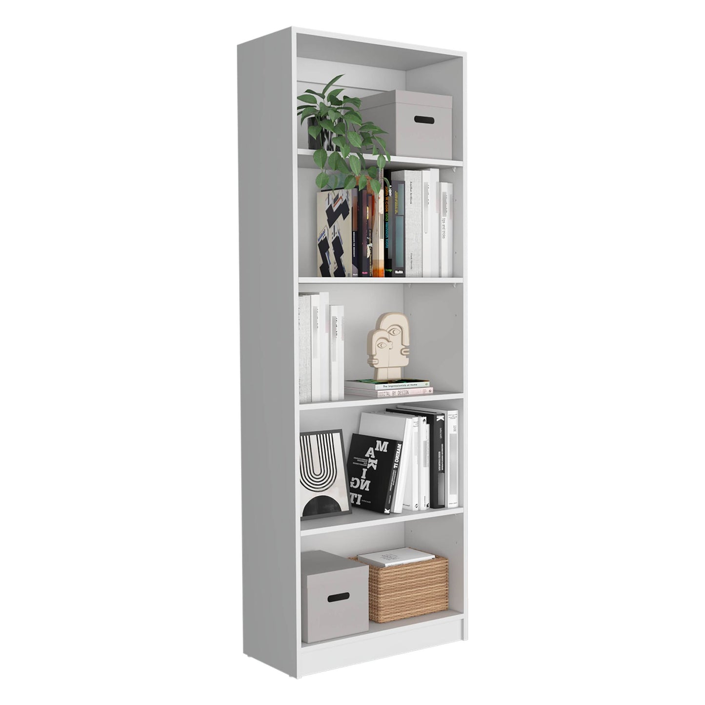 Dupree 4 Piece Home Bookcase set, 91" Wide with 17 Shelves And a Double-Door Cabinet , Living Room Set White