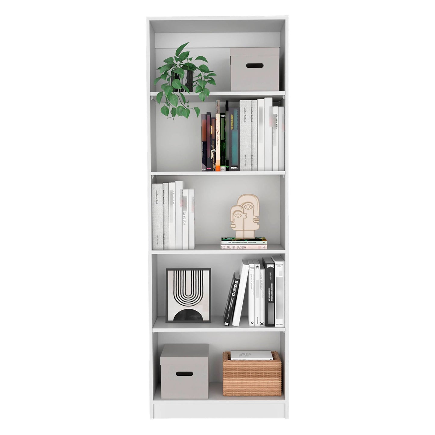 Home 4 Shelves Bookcase with Multi-Tiered Storage -White -Office