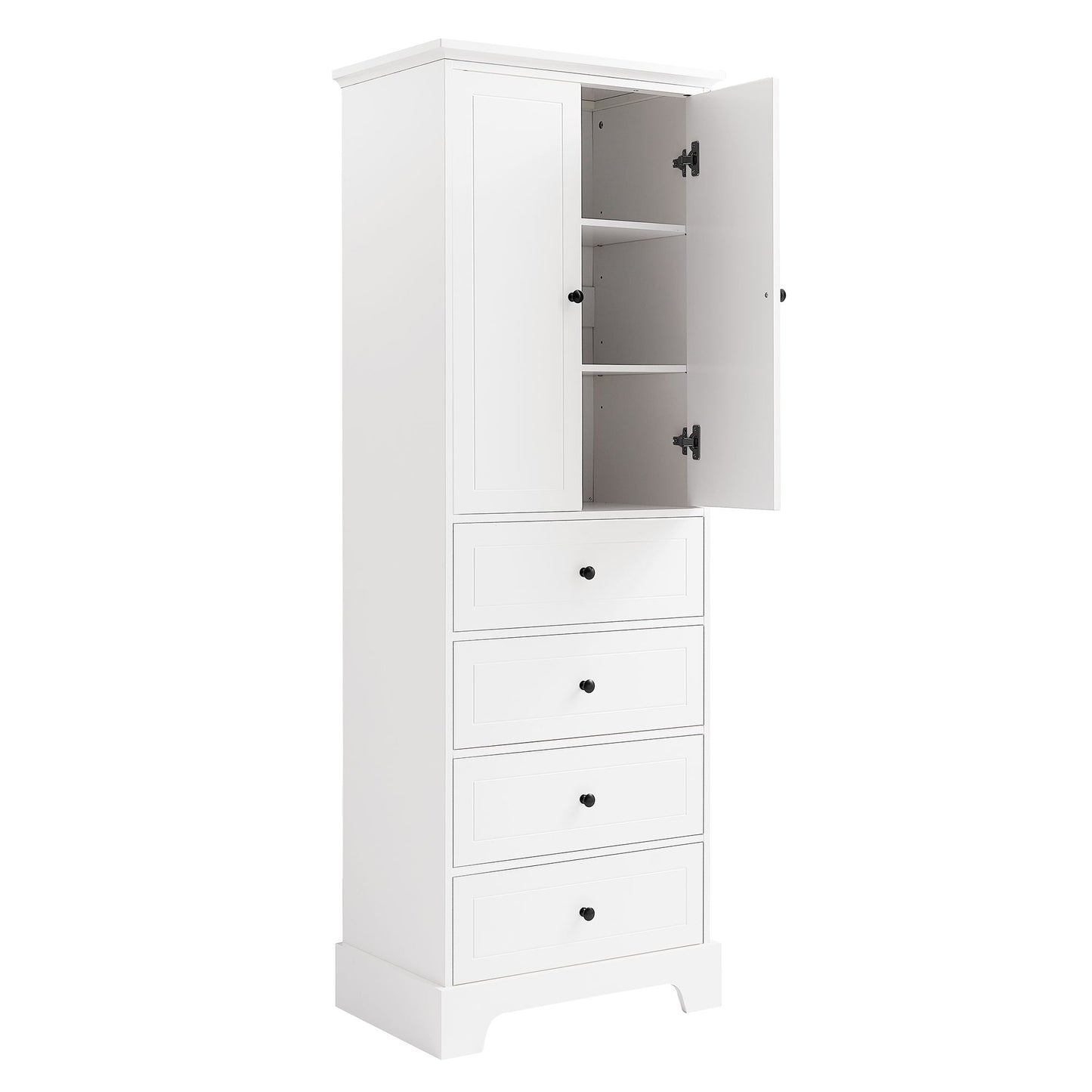 Storage Cabinet with 2 Doors and 4 Drawers for Bathroom, Office, Adjustable Shelf, MDF Board with Painted Finish