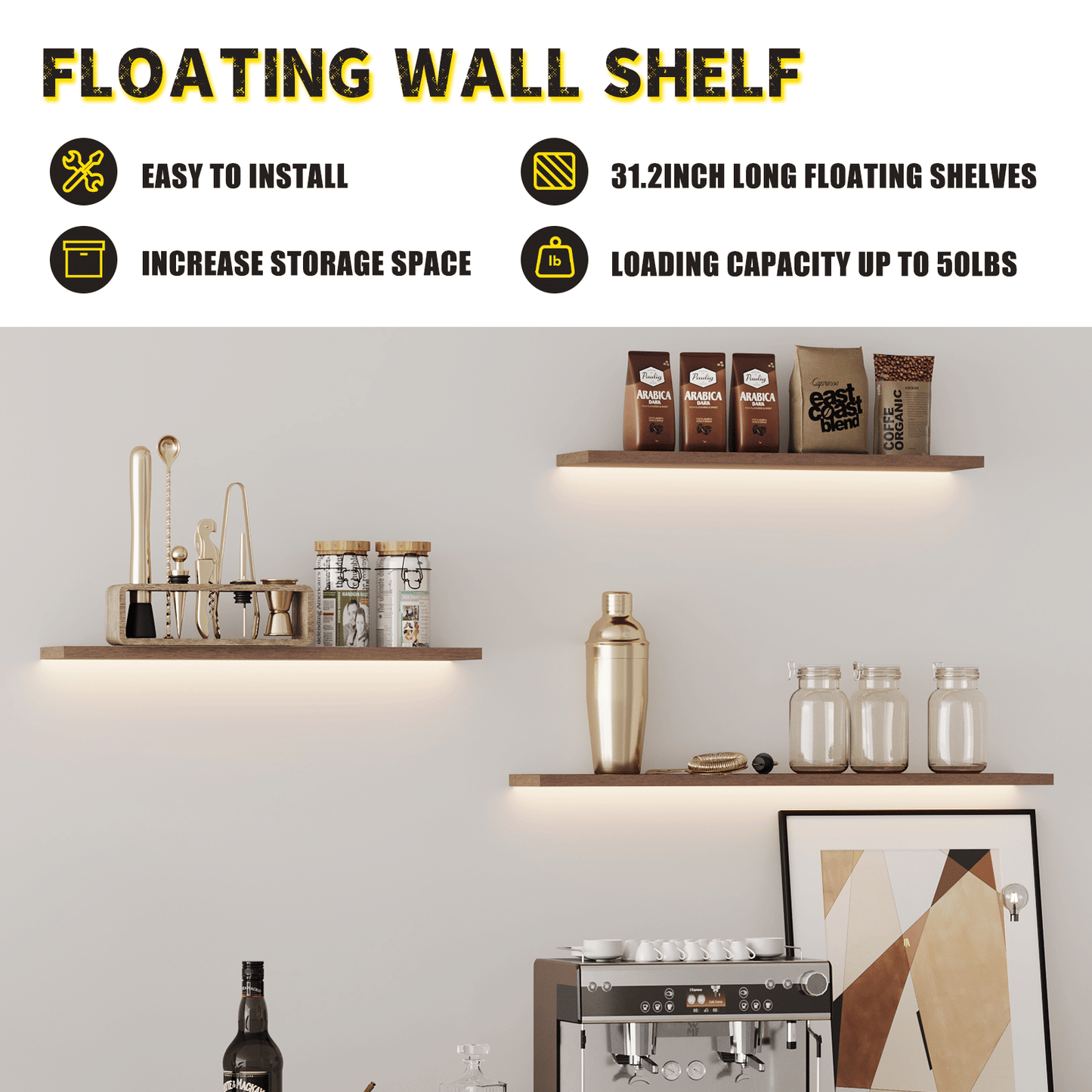 Floating Shelves, 32 inch Floating Shelves for Wall Mounted Home Decor